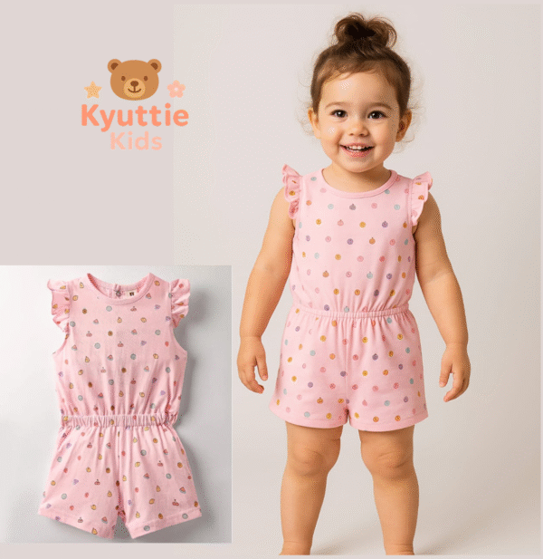 Peachy Pink Polka Romper